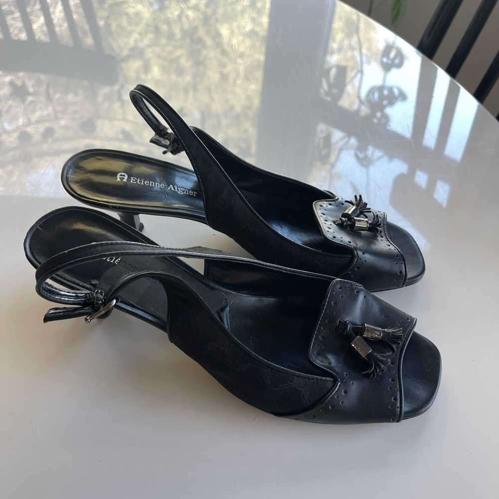 Vintage Etienne Aigner Leather Tassel Slingbacks - 8